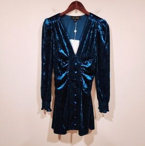 NWT Oak & Trellis Teal Velvet Mini Dress